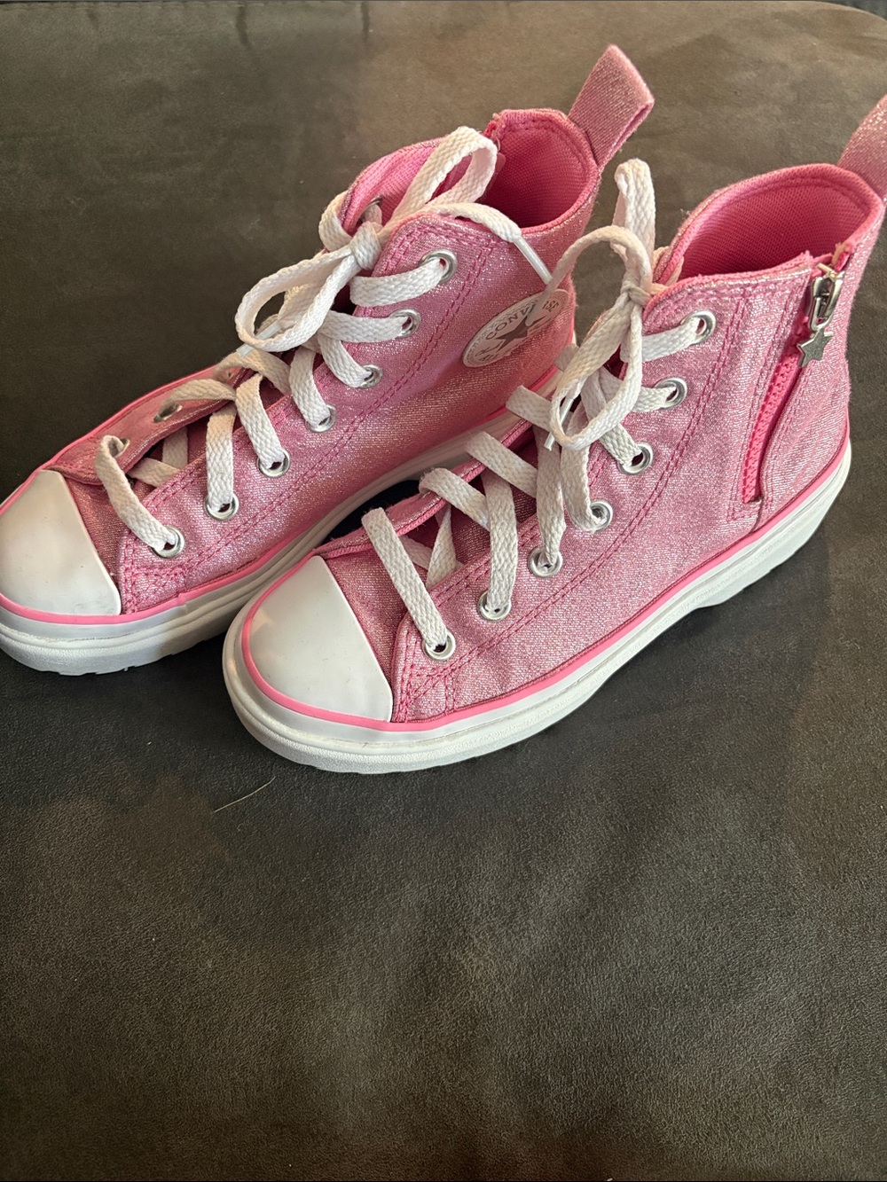 Girls Converse High-Top Platform Lace-Up Sneakers in Pink